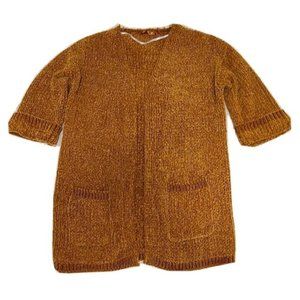 Belldini Chunk Knit Relaxed Chenille Cardigan Sweater Pumpkin Orange Size Medium